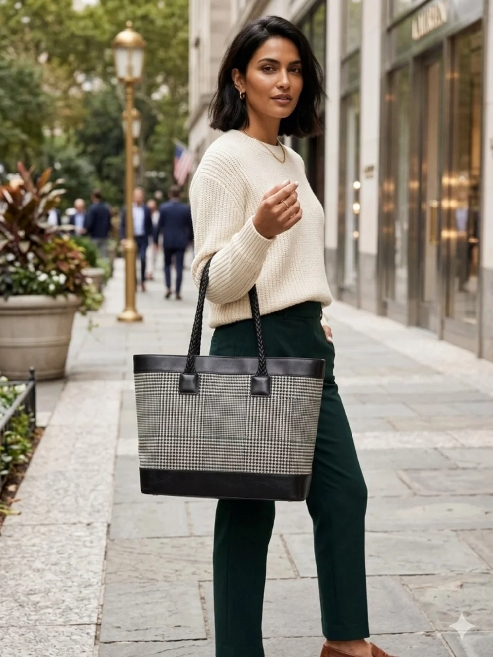 Lauren Ralph Lauren Houndstooth Plaid Tote